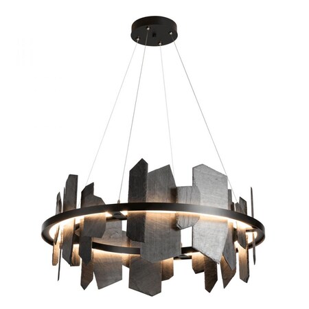 Hubbardton Forge Ardesia Pendant, 1-Light, LED, Sterling, 38"W (139665-LED-STND-85-SL 5D9RTX) 139665-LED-STND-85-SL